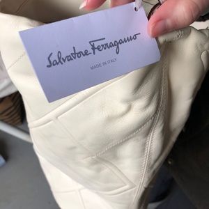 Salvatore Ferragamo White Leather Bucket Bag